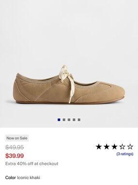 GAP Iconic Khaki Ballet Flat with Ribbon